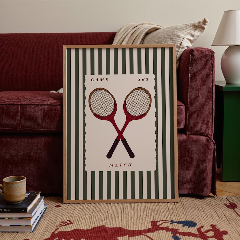 Badminton Quotes - Retro Tennis Racket Wall Art Print
