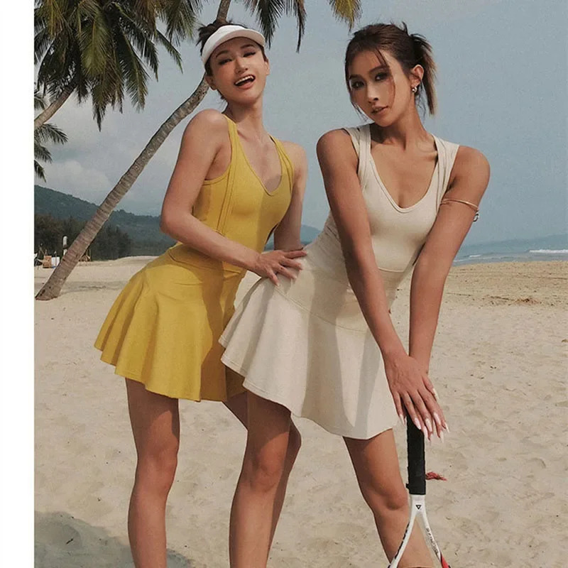 Badminton Youtube - Tennis Dress Female Sleeveless Sport Suits
