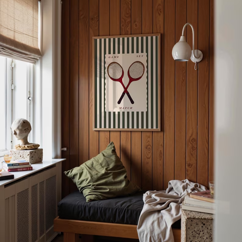 Retro Tennis Racket Wall Art P - Badminton Quotes ulasan dan harga